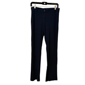 Betabrand Navy Patterned Flare Pants Stretch Business Casual Yoga size Medium
